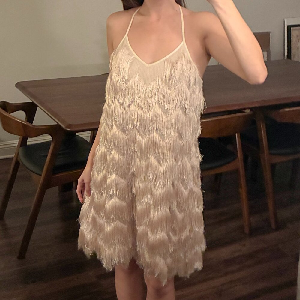 J.O.A Lined Fringe Mini Dress - Small